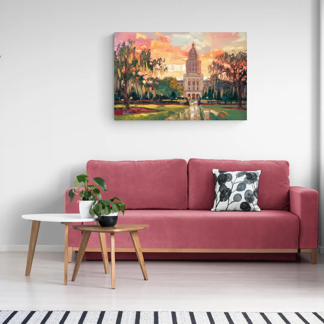 Baton Rouge Louisiana State Capitol - Canvas Wall Art Living Room