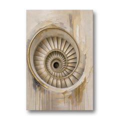 Abstract Architecture Painting of a Gilded Spiral Stair - Canvas Wall Art - Front