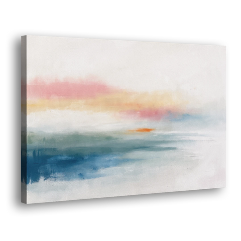 Abstract Art Above Bed with Tangerine Haze - Canvas Wall Art - Side