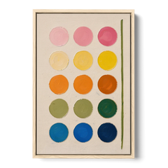 Abstract Art for Bedroom with Fading Painted Circles - Oak Framed Canvas Wall Art - Front