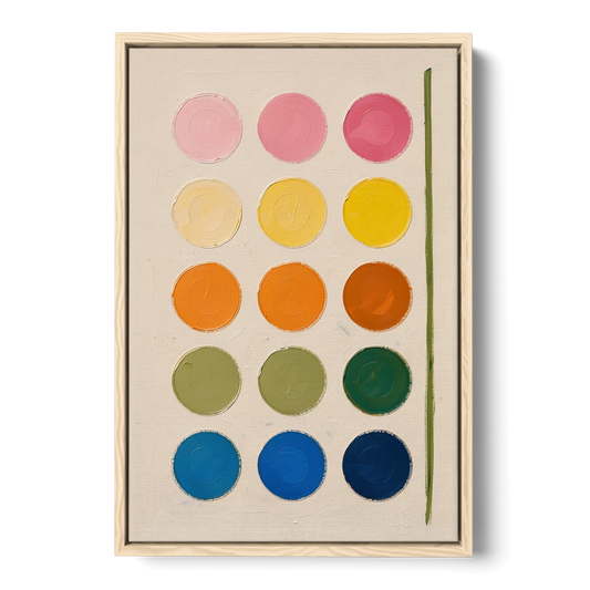 Abstract Art for Bedroom with Fading Painted Circles - Oak Framed Canvas Wall Art - Front