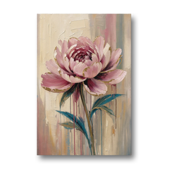 Abstract Art for Dining Room with a Gilded Peony - Canvas Wall Art - Front