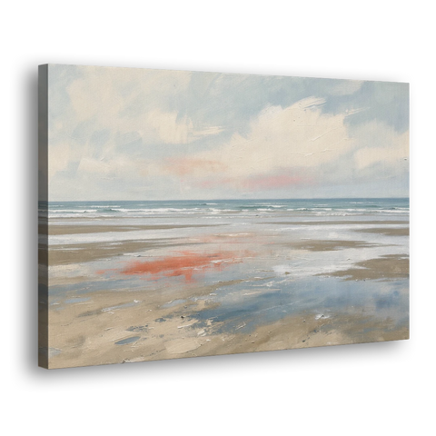 Abstract Beach Wall Art of Coral Tidal Flats - Canvas Wall Art - Side