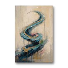 Abstract Blue and Gold Spiral Ascent - Canvas Wall Art - Front