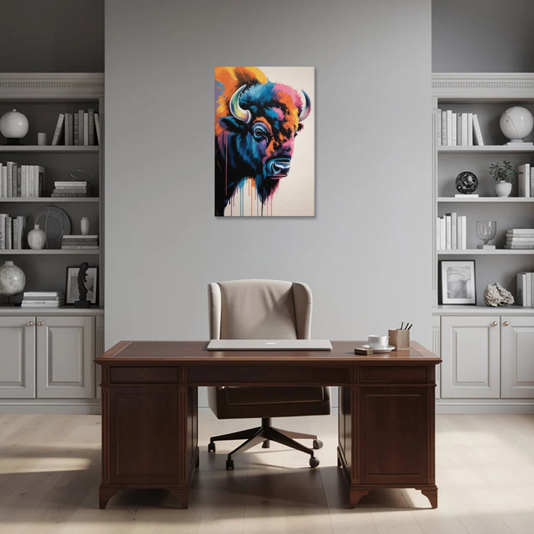 Abstract Buffalo Art Piece - Canvas Wall Art - Office - 24x36