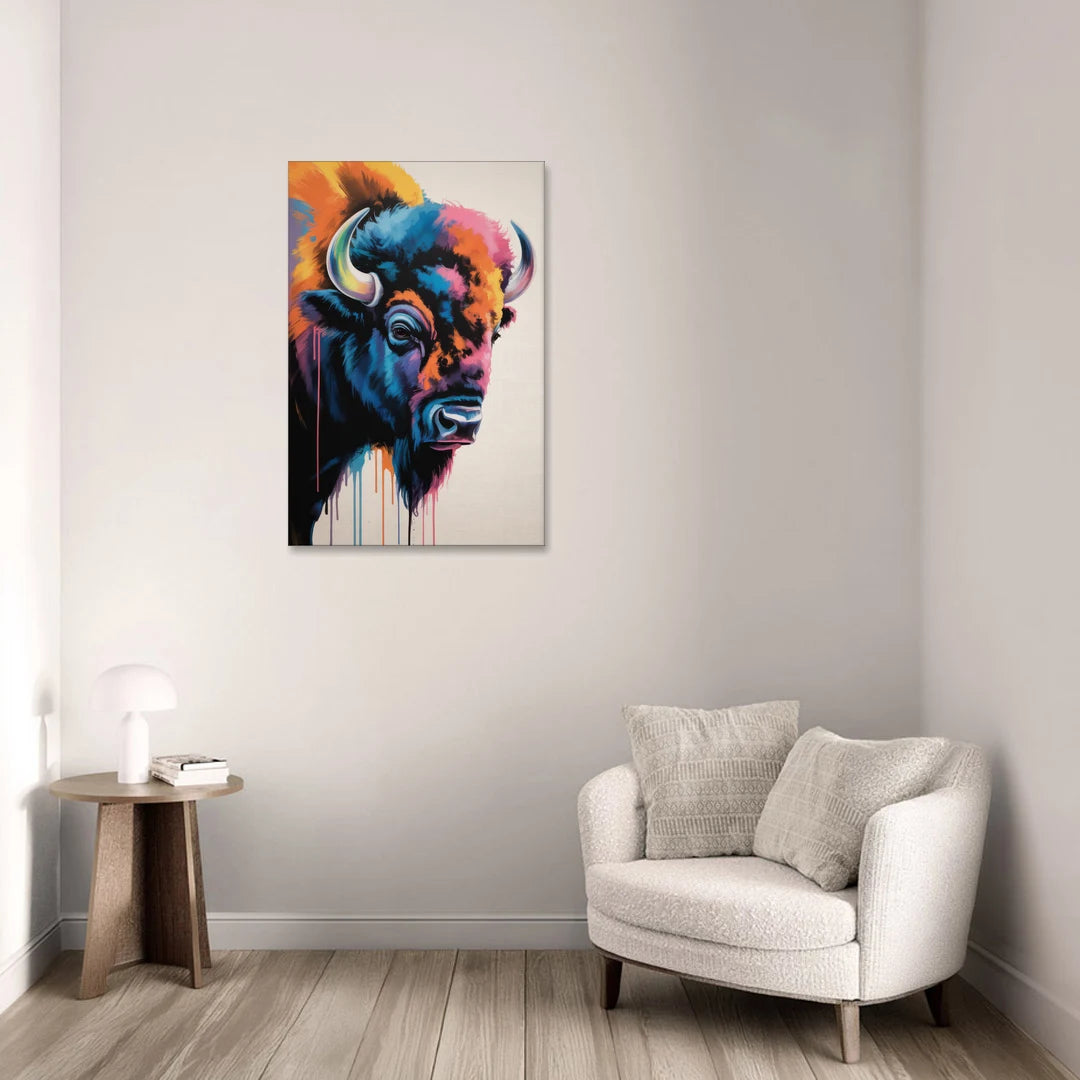 Abstract Buffalo Art Piece - Canvas Wall Art - Sofa - 24x36