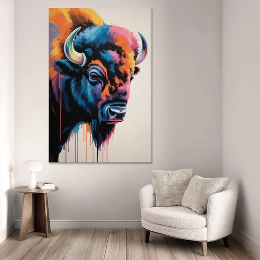 Abstract Buffalo Art Piece - Canvas Wall Art - Sofa - 40x60