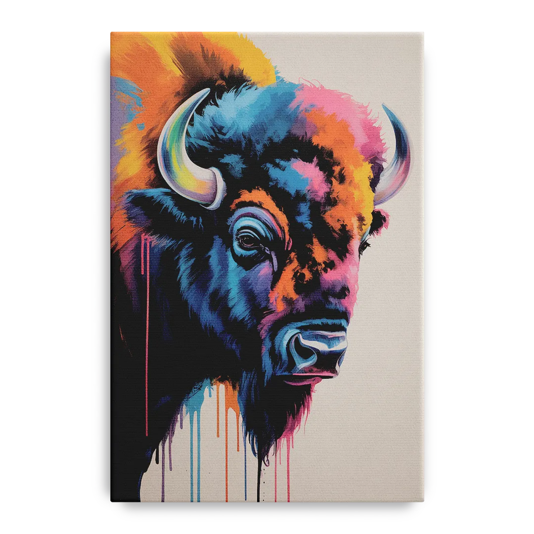 Abstract Buffalo Art Piece Front - Canvas Wall Art
