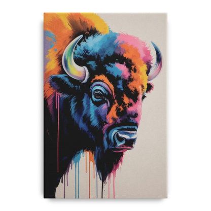 Abstract Buffalo Art Piece Front - Canvas Wall Art
