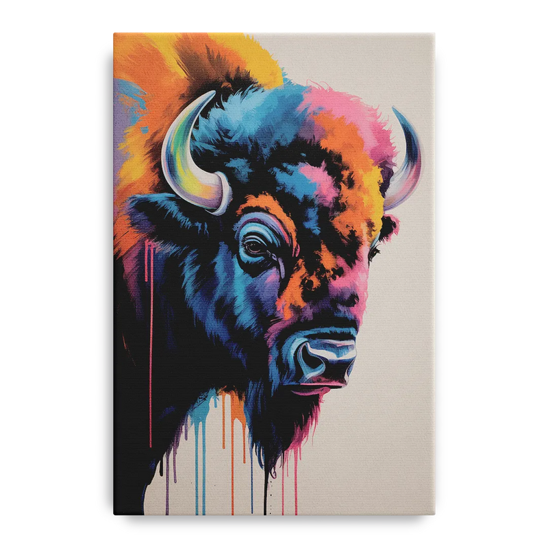 Abstract Buffalo Art Piece Front - Canvas Wall Art