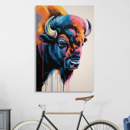 Abstract Buffalo Art Piece Living Room - Canvas Wall Art