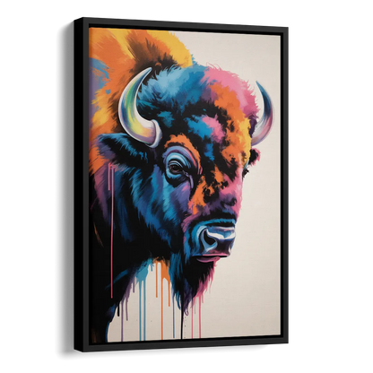 Abstract Buffalo Art Piece Side - Black Canvas Wall Art