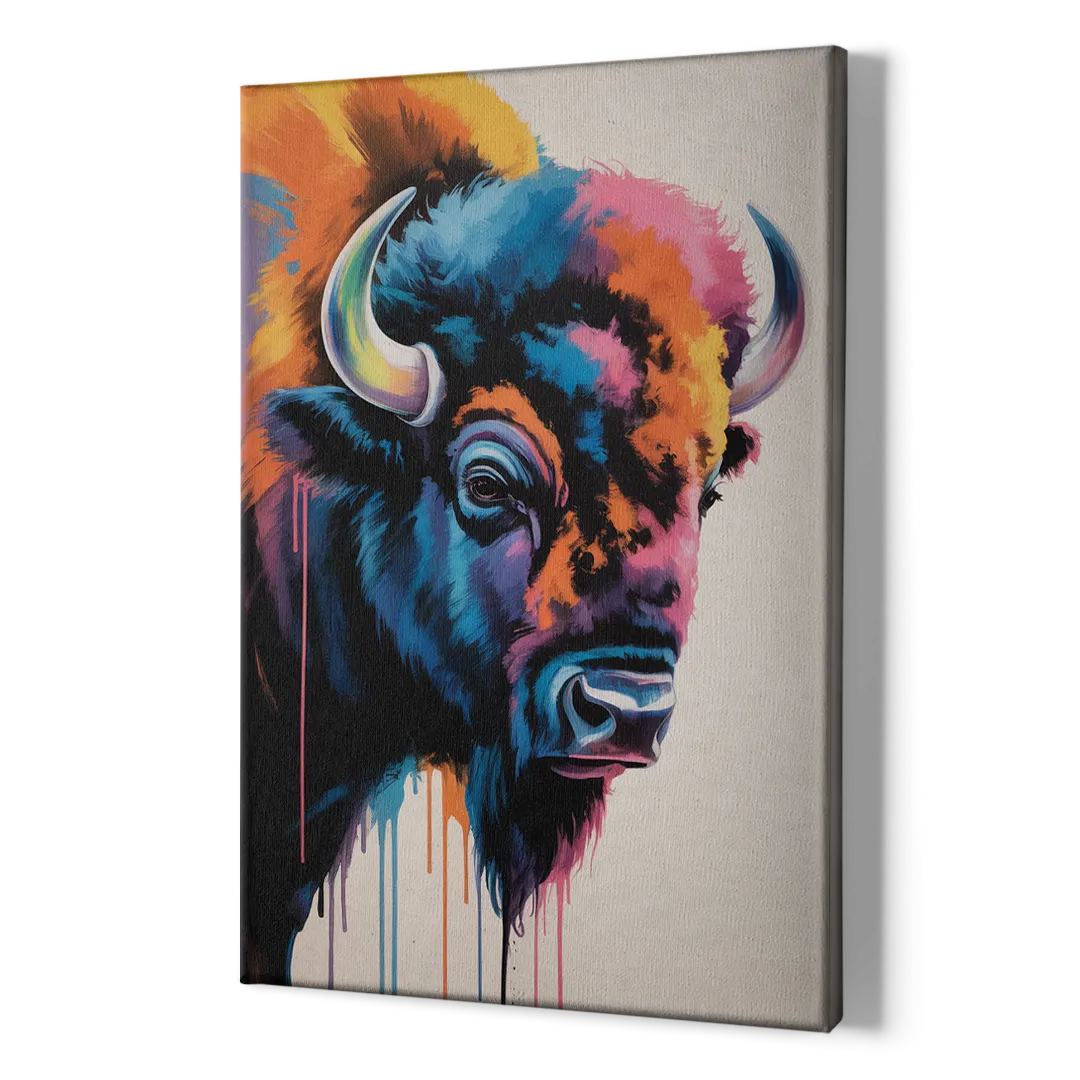 Abstract Buffalo Art Piece - Canvas Print Art Sides