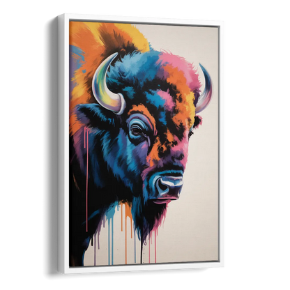 Abstract Buffalo Art Piece Side - White Canvas Wall Art