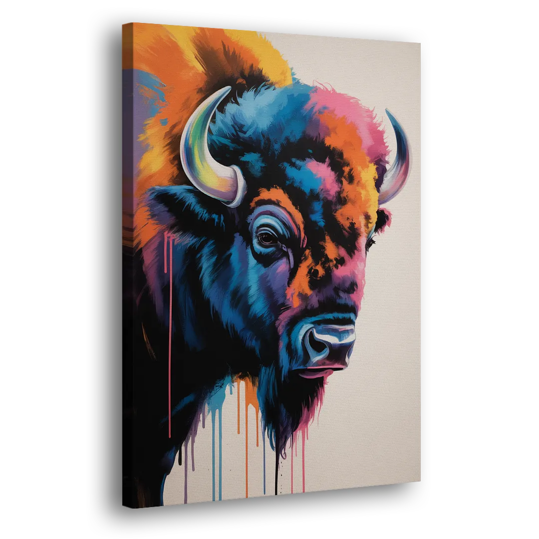 Abstract Buffalo Art Piece Side - Canvas Wall Art