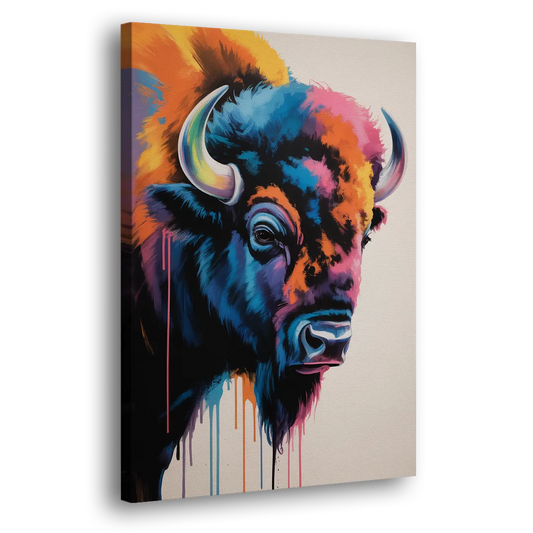 Abstract Buffalo Art Piece Side - Canvas Wall Art