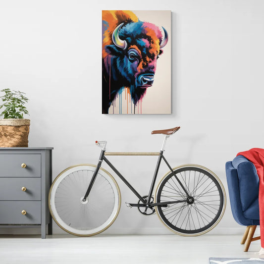 Abstract Buffalo Art Piece - Canvas Wall Art Living Room