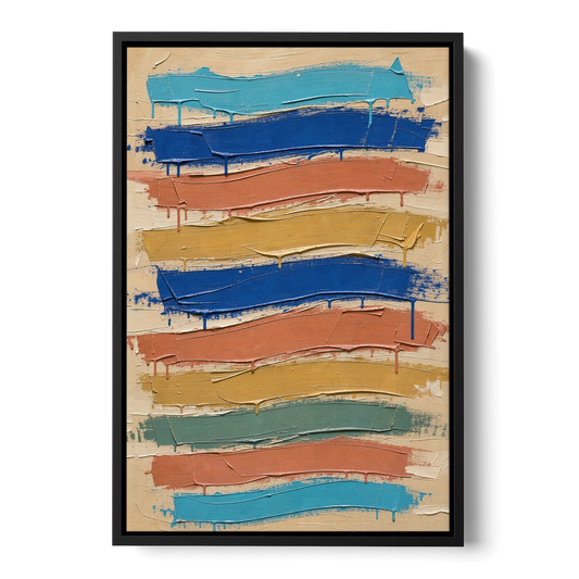 Abstract Canvas Prints Dripping Color Bands - Black Framed Canvas Wall Art - Front