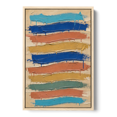 Abstract Canvas Prints Dripping Color Bands - Oak Framed Canvas Wall Art - Front