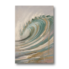 Abstract Coastal Wall Art of a Gilded Curling Wave - Canvas Wall Art - Front