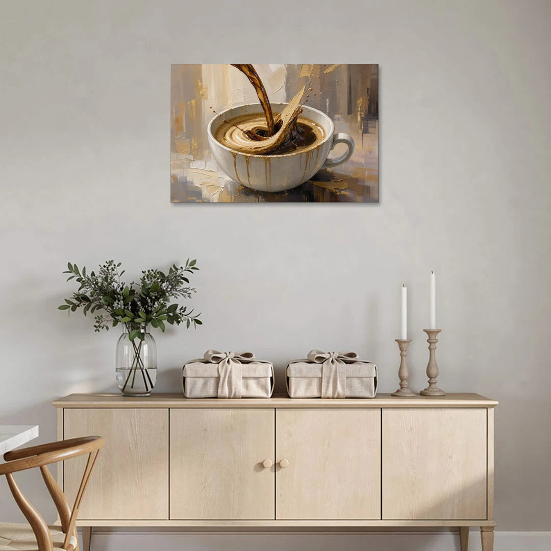 Abstract Coffee Art Pour and Swirl - Canvas Wall Art - Coffee Table - 36x24