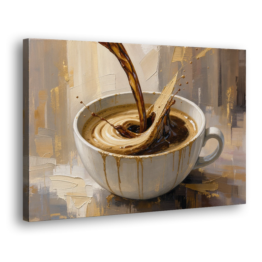 Abstract Coffee Art Pour and Swirl - Canvas Wall Art - Side