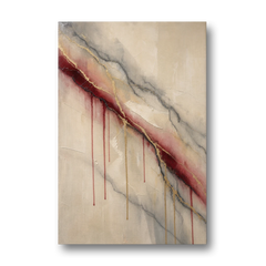 Abstract Crimson Vein in Cream Marble - Canvas Wall Art - Front
