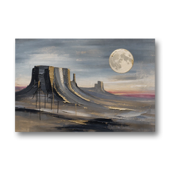 Abstract Desert Wall Art of a Moonlit Mesa - Canvas Wall Art - Front