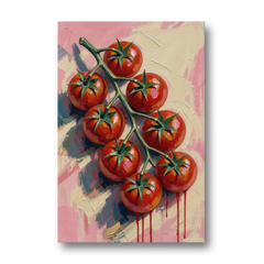 Abstract Fruit Painting of Cherry Tomatoes on the Vine - Canvas Wall Art - Front