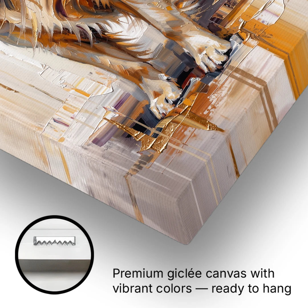 Abstract Golden Retriever in Gold Leaf - Canvas Wall Art - Gallery Wrap Corner