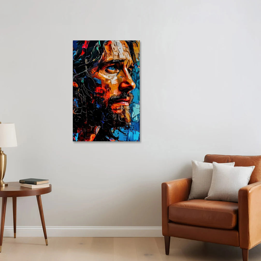 Abstract Jesus Portrait - Canvas Wall Art - Sofa - 24x36