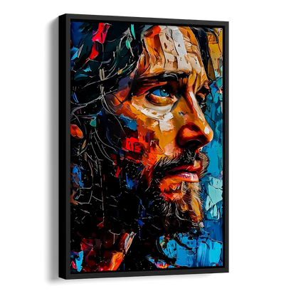 Abstract Jesus Portrait Side - Black Canvas Wall Art