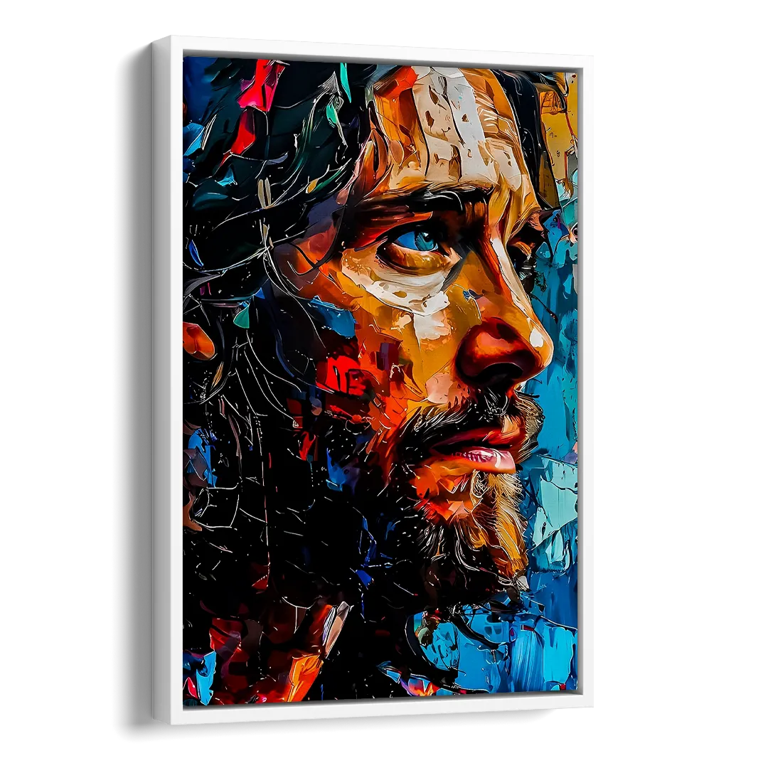 Abstract Jesus Portrait Side - White Canvas Wall Art