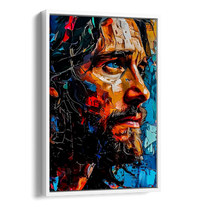 Abstract Jesus Portrait Side - White Canvas Wall Art