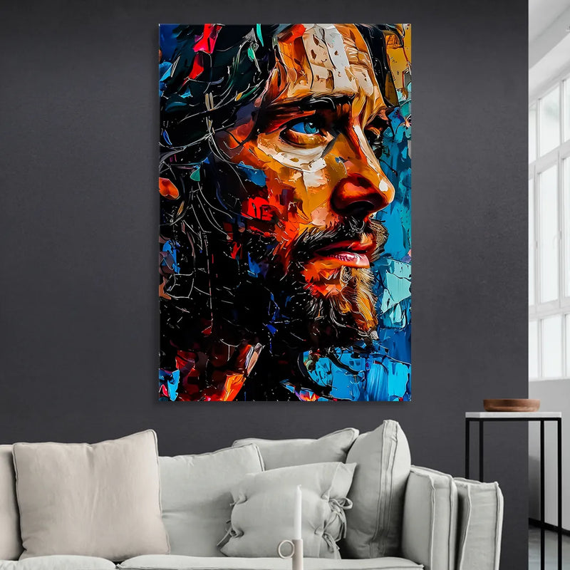 Abstract Jesus Portrait Sitting Room - Canvas Wall Art