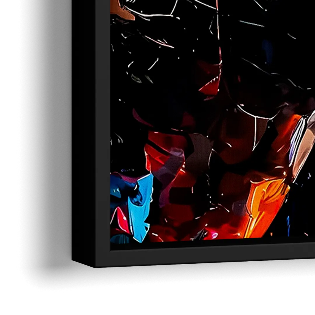 Abstract Jesus Portrait - Close-Up Black Frame Canvas