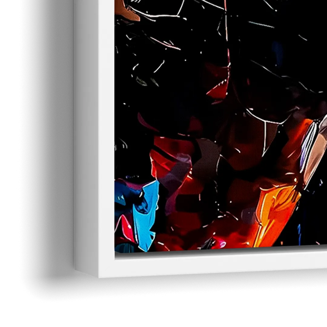 Abstract Jesus Portrait - Close-Up White Frame Canvas