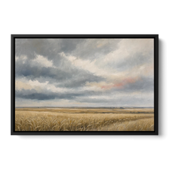 Abstract Landscape Canvas Art of the Open Prairie - Black Framed Canvas Wall Art - Front