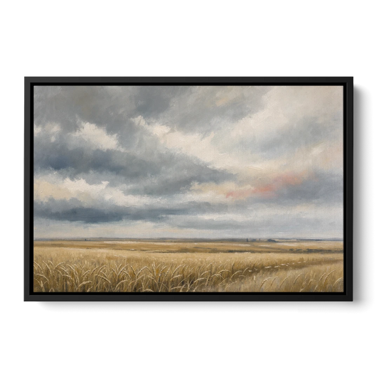 Abstract Landscape Canvas Art of the Open Prairie - Black Framed Canvas Wall Art - Front