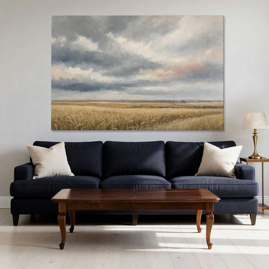 Abstract Landscape Canvas Art of the Open Prairie - Canvas Wall Art - Sofa - 60x40