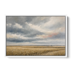 Abstract Landscape Canvas Art of the Open Prairie - White Framed Canvas Wall Art - Front