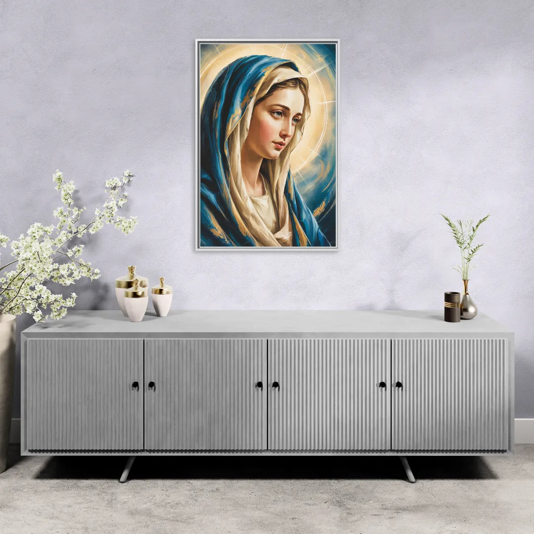 Abstract Marie Portrait - Living Room White Frame Canvas