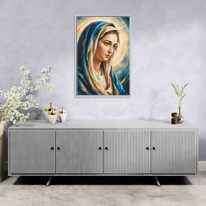 Abstract Marie Portrait - Living Room White Frame Canvas