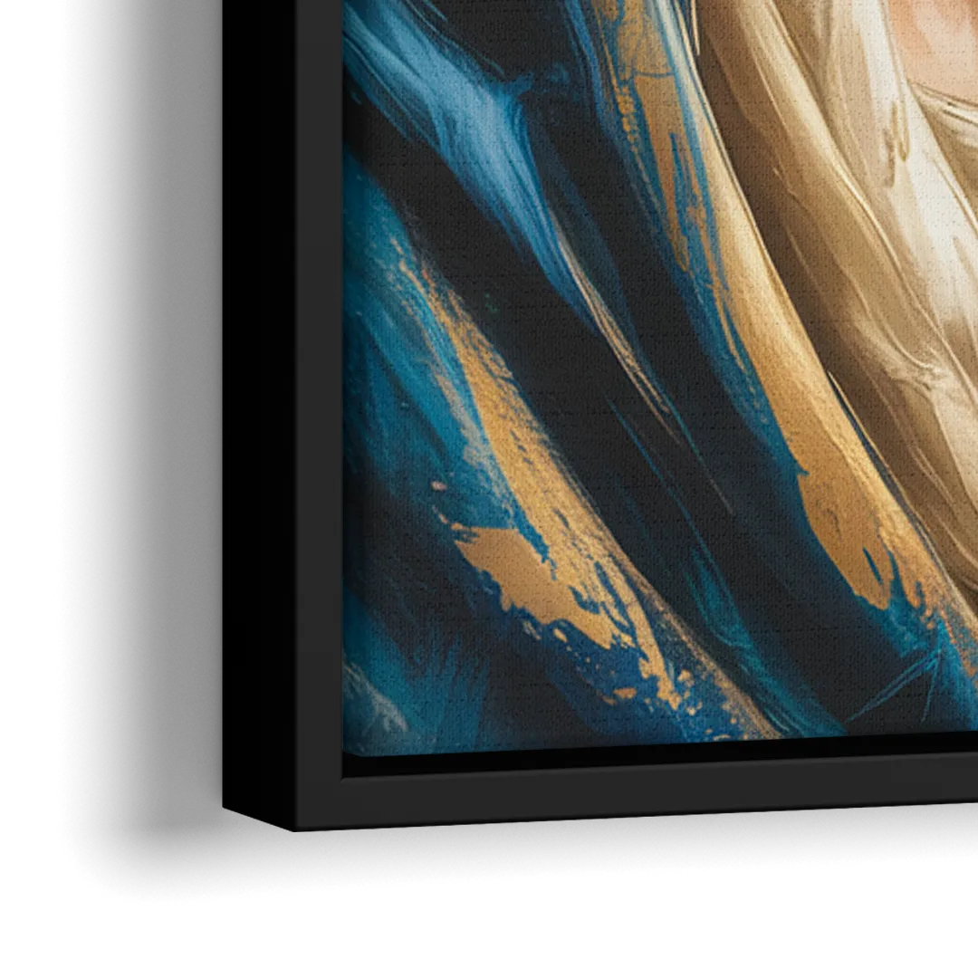 Abstract Marie Portrait - Close-Up Black Frame Canvas
