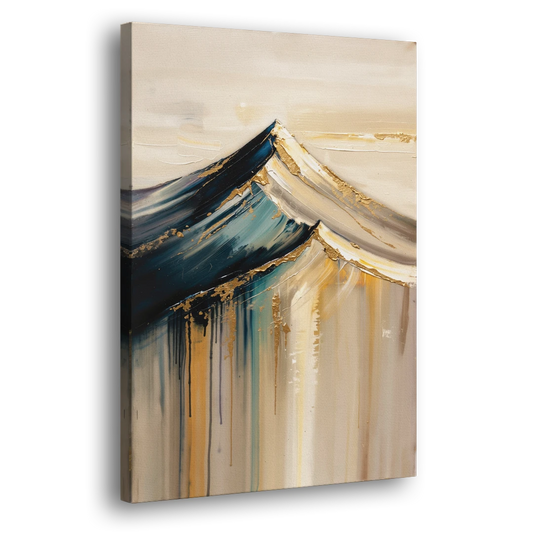 Abstract Mountain Painting with Gold Ridgelines - Canvas Wall Art - Side