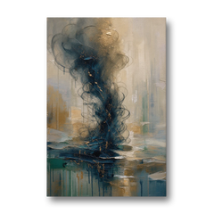 Abstract Navy Plume with Bronze Flecks - Canvas Wall Art - Front
