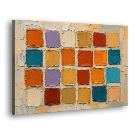 Abstract Orange Knife Tile Grid - Canvas Wall Art - Side