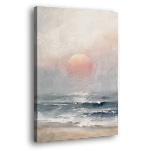 Abstract Pink Sun Through Sea Mist for the Bedroom - Canvas Wall Art - Side