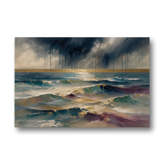 Abstract Seascape Painting with Gold Horizon - Canvas Wall Art - Front