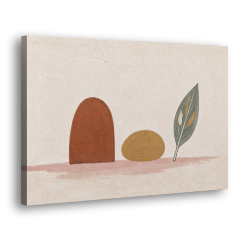 Abstract Shapes Wall Art with Arch, Pebble and Leaf - Canvas Wall Art - Side